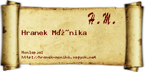 Hranek Mónika névjegykártya